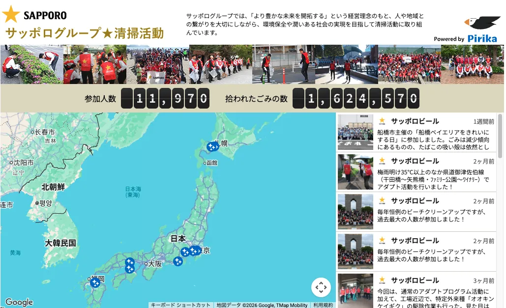 Pirika for Businesses and Organizations image (Sapporo Group visualization page)